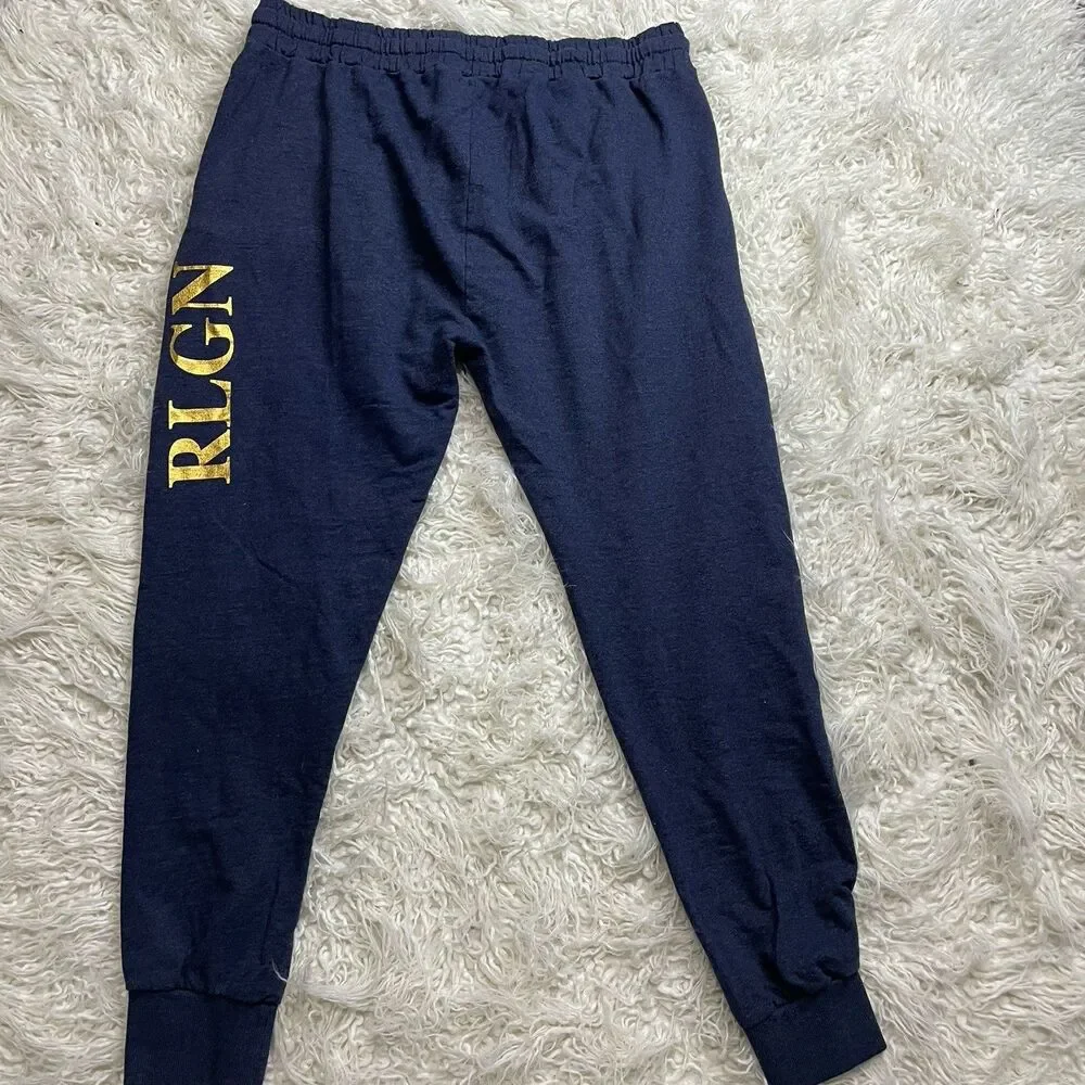 True Religion Lounge Wear Men's Sweat Pants Size XL Blue/Gold Logo Pull On